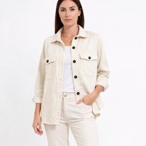 Circolo 1901 Women’s Cotton Cream Oversize Stretch Shirt Jacket Size IT 42/US 6